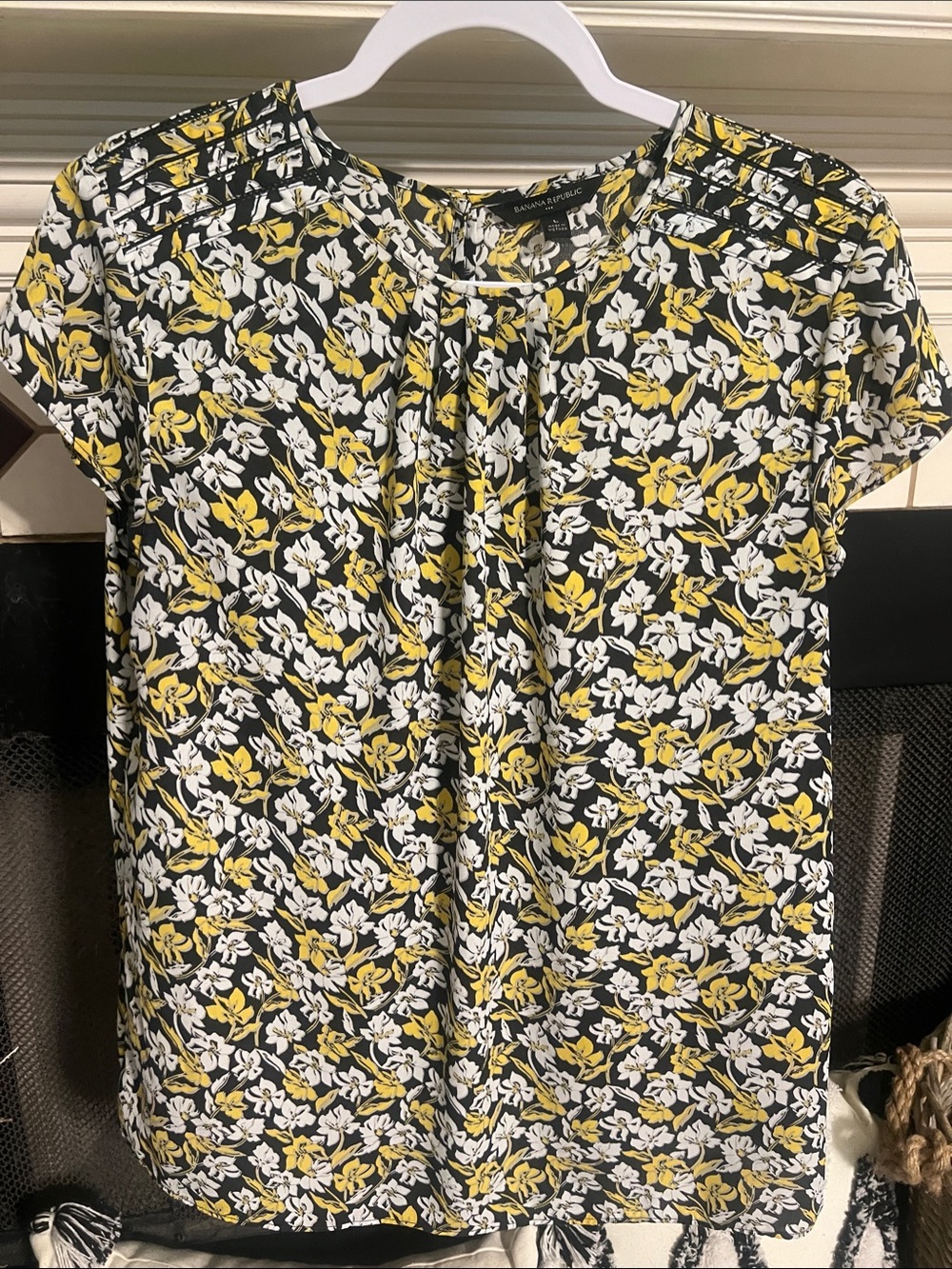 Banana Republic Black Yellow White Floral Blouse